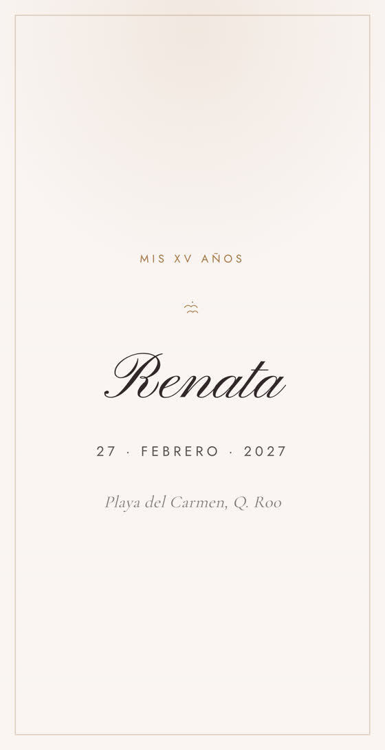Invitación de XV años en blanco y rosa polvo para Renata