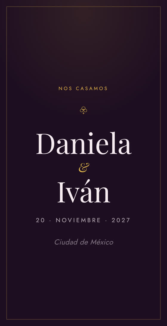 Invitación de boda en magenta bugambilia para Daniela e Iván