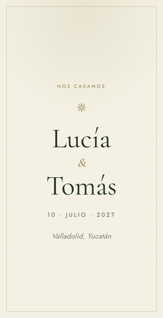 Invitación de boda de día en papel claro y verde salvia para Regina y Mateo