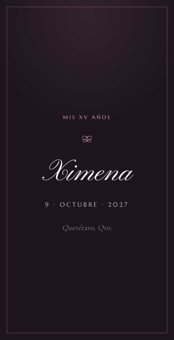 Invitación de XV años en malva y oro rosado para Ximena
